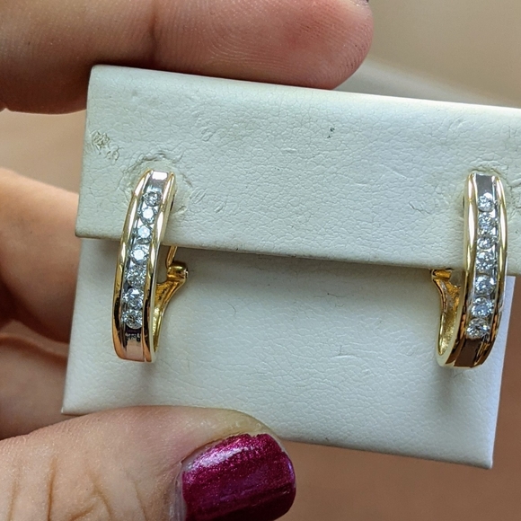 handmade Jewelry - 14k channel set .40ct earrings